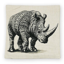 Load image into Gallery viewer, Detailed Line Drawings Sketch Rhino Animal Art Print Square Cushion/Pillow Cover/Cases 45x45cm
